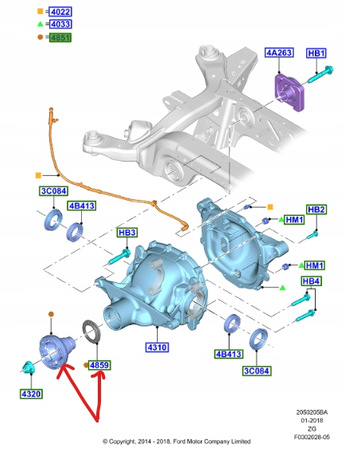 WYJŚCIE DYFERENCJAŁU FORD MUSTANG Mk6 2638857 _ HR3W-4851-CB