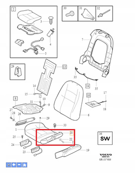 PANEL BOCZNY FOTELA LEWY PRZÓD VOLVO XC90 2003- OE 39866790