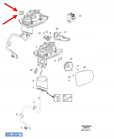 LUSTERKO WSTECZNE ZEWNĘTRZNE LEWE VOLVO XC90 2016- OEM/OE 31385633