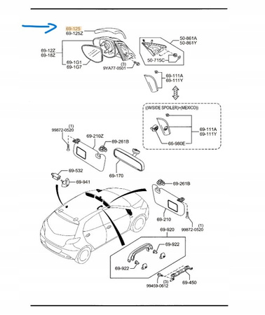 Obudowa prawa lusterka zewnętrznego - Mazda 2 DE_GS1E691N1A91