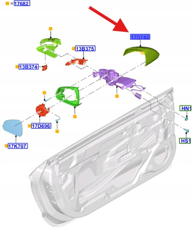 OBUDOWA LUSTERKA PRAWA FORD MUSTANG 2015- 5283603 _ FR3B-17D742-BAPRAA