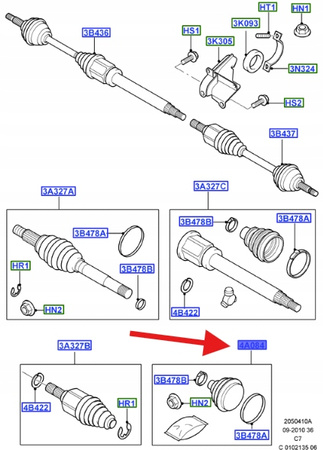 OSŁONA PRZEGUBU WEWN TRANSIT CONNECT 2002- 2010 OE 4371804 _ 2T14-4A084-DA