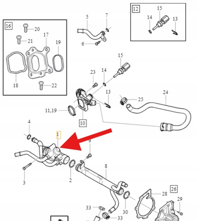 TERMOSTAT 2.4 D5 VOLVO V70 S80 2009- XC60 XC70 2010- OE 31368373