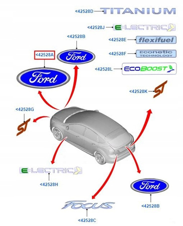 EMBLEMAT FORD FOCUS Mk3/FIESTA Mk6/GALAXY/S-MAX _ 1141163 _ 2S61-A425A52-AA