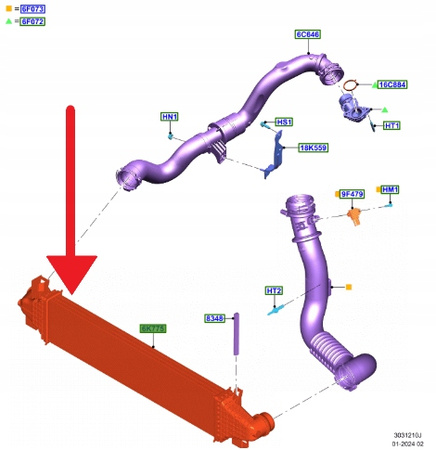 CHŁODNICA POWIETRZA 1.5L EB 1.5L TDCI KUGA 24- 2412656 _ LX61-6K775-AD