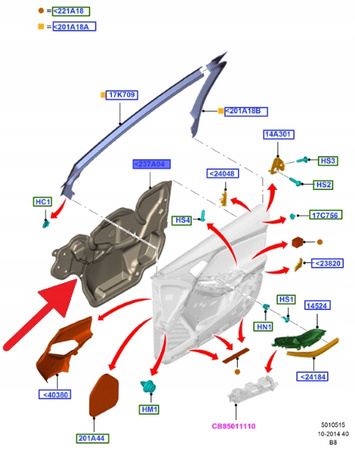 WYGŁUSZENIE DRZWI PRAWY PRZÓD FORD FOCUS 2011- 1768748 _ BM51-A237A04-AH