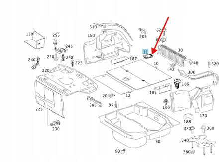 RĄCZKA UCHWYT PODŁOGI BAGAŻNIKA MERCEDES C W203 OE A2206800214