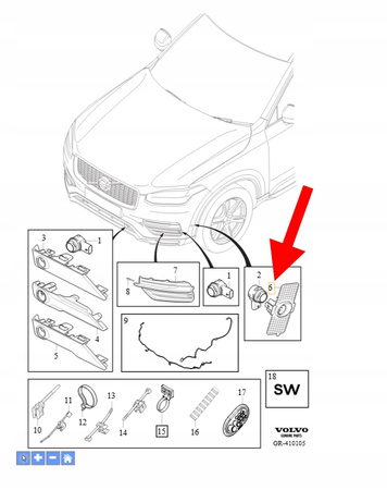 MOCOWANIE CZUJNIKA PARKOWANIA PRAWY PRZÓD VOLVO XC90 OEM/OE 39825481