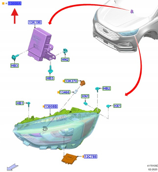 REFLEKTOR PRZEDNI PRAWA STRONA FORD EDGE MK2 2018- 2479877 _ KT4B-13W029-AG