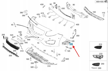 ŚLIZG UCHWYT ZDERZAKA PRAWY PRZÓD MERCEDES B klasa W246 OE A2468851921