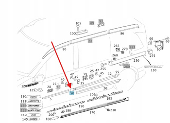 LISTWA OSŁONA WLEWU PALIWA MERCEDES VITO V639 OE A6396900762