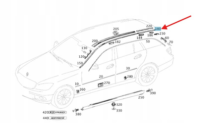 PRAWA USZCZELKA DACHU MERCEDES C W204 OE A2046907562649040