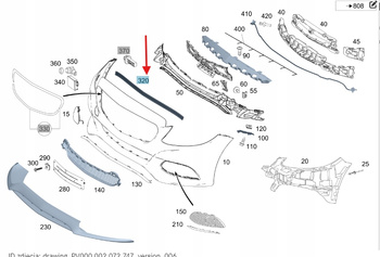 USZCZELKA MASKI SILNIKA MERCEDES W205 E klasa W213 W243 OE A2056281300