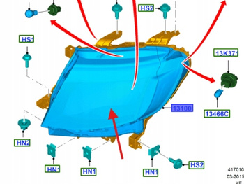 REFLEKTOR LEWA STR FORD RANGER 2011-2015 1752290 _ AB39-13101-HF