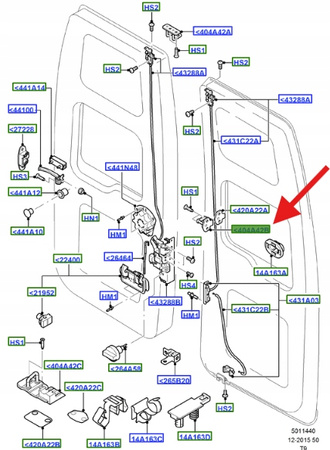 ZACZEP ŚRODKOWY ZAMKA DRZWI TYŁ TRANSIT 2000- 06- 1507941 _ YC15-V441A09-AJ