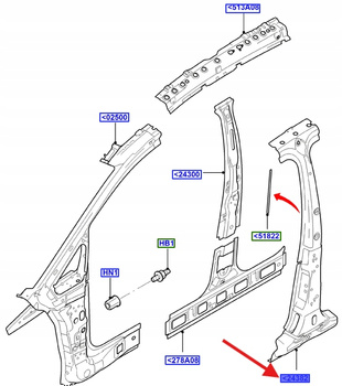 POSZYCIE BOCZNE WEWNĘTRZNE FORD FOCUS C-MAX 2003- 1503504 _ P3M51-R24382-AR