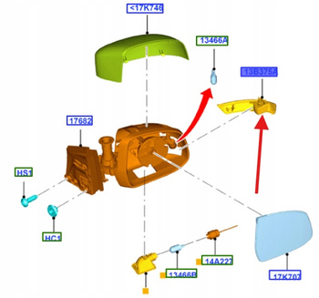KIERUNKOWSKAZ PRAWY LUSTERKA FORD FOCUS Mk3 2014- 2100809 _ 8M51-13B382-AC