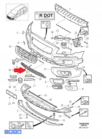 KRATKA ATRAPA GRILL ZDERZAKA PRZÓD PDC VOLVO XC70 2008- OE 30796475