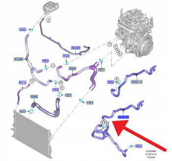 PRZEWÓD CHŁODZENIA WODY 1.5 EB FORD FOCUS 2018- 2374135 _ JX61-8N021-ED