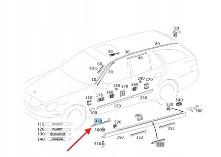 USZCZELKA PROGU LEWY PRZÓD MERCEDES E klasa W211 OE A2116980998