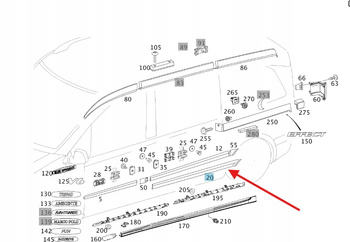 LISTWA DOKŁADKA LEWA BOCZNA MERCEDES VITO W639 OE A6396901562