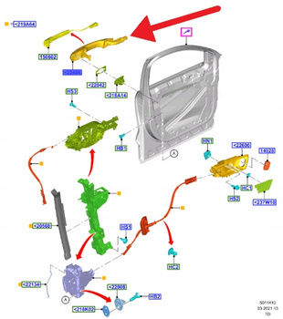 KLAMKA ZEWNĘTRZNA DRZWI PRZÓD FORD KUGA 2020- 2443758 _ LJ6B-S22404-ECPRAA