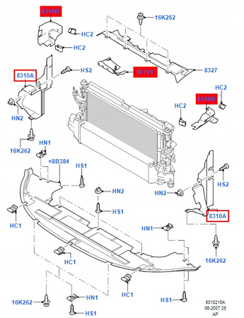 DEFLEKTOR CHŁODNICY LEWY FORD FOCUS Mk2 2003-2008_1252552_3M51-8311-BE