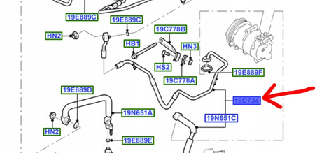 PRZEWÓD KLIMATYZACJI FORD TRANSIT Mk6 2007-2011 _1496957_7C1V-19D850-AB
