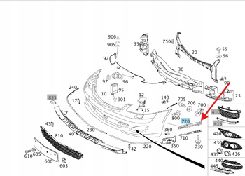LEWY ŚLIZG UCHWYT ZDERZAKA PRZÓD MERCEDES S klasa W221 OE A2218850714