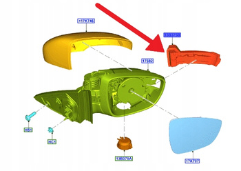 KIERUNKOWSKAZ LUSTERKA LEWY FORD FOCUS 2018- OE 2220569 _ JX7B-13B381-AB