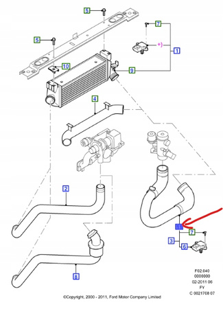 WĄŻ INTERCOOLERA FORD TRANSIT Mk5 2.0 DIESEL _ 4655362 _ 2C11-6C646-AC