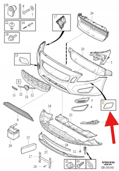 ZAŚLEPKA SPRYSKIWACZA LEWY PRZÓD VOLVO S60 V60 2011- OE 39802681