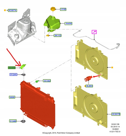 UCHWYT GÓRNY CHŁODNICY RH LH FORD FIESTA Mk7 KA+_1559468_8V51-8B069-BD