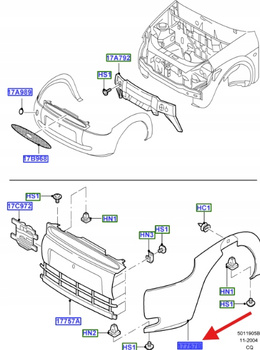 ZDERZAK PRZÓD PRAWY KA 1996-2008 1370970 _ 97KB-17756-AL55DR