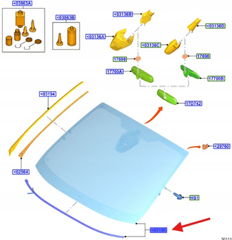 SZYBA PRZEDNIA FORD FIESTA MK8 2017- 2628831 _ H1BB-A03100-DK