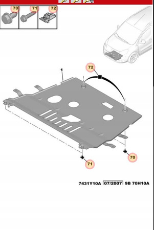 Osłona Stalowa Pod Silnik Citroen Berlingo 2008- OE 9678140980