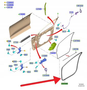 USZCZELKA WNĘKI DRZWI PRZÓD L P FORD FOCUS 2018- 2438841 _ JX7B-A20708-AG