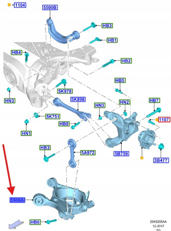 WAHACZ LEWY TYŁ FORD MUSTANG MK6 2015- OE 2800443 _ FR3C-5K652-AL