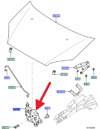 ZAMEK MASKI SILNIKA FORD FOCUS 2005- KUGA 2008- OE 4895285 _ 3M51-16700-AC