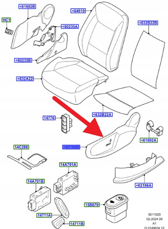 OSŁONA SIEDZENIA LEWA S-MAX GALAXY 2010- 15 OE 1681728 _ 6M21-Y62187-EA37TC