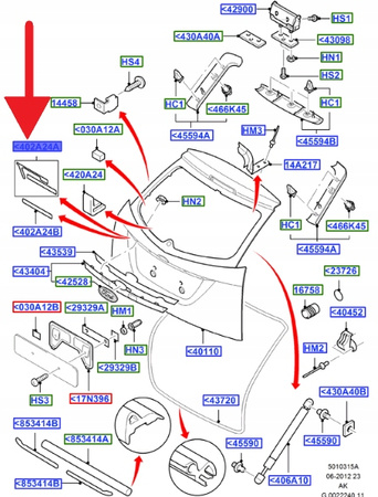TAŚMA LISTWY KLAPY BAGAŻNIKA FORD FOCUS 1998- OE 1721515 _ 1M51-N402A24-AB