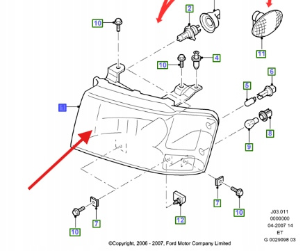REFLEKTOR PRAWA STR FORD RANGER 2006- 4931275 _ 6M34-13100-CC