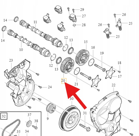KOŁO ZMIENNYCH FAZ ROZRZĄDU 2.0 B4 VOLVO S60 V60 XC60 XC90 S90 OE 32298278
