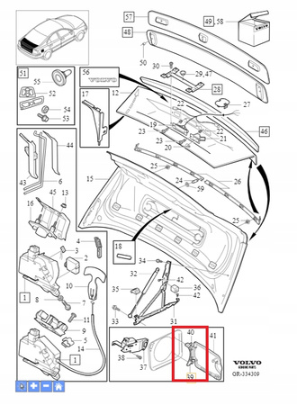 UCHWYT ZAWIAS KLAPKI WLEWU PALIWA VOLVO OE 31265160