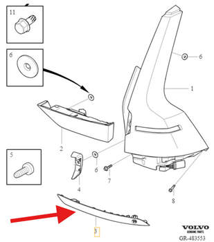 ODBLASK ZDERZAKA LEWY TYŁ VOLVO S60 V60 2019- OE 32337874
