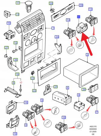 ZEGAR KONSOLI ŚRODKOWEJ FORD MONDEO Mk3 2000- OE 1300408 _ 3S7T-15000-FB
