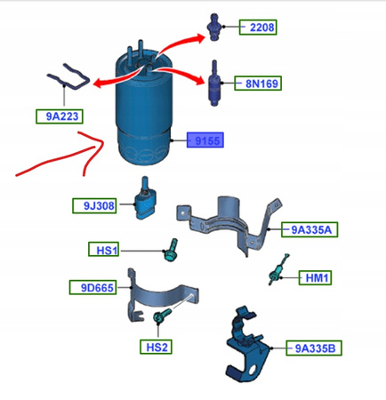 FILTR PALIWA FORD KA Mk2 2008-2016 1.3 DIESEL _ 1729042 _ BS51-9155-AA