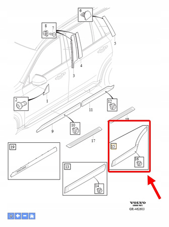 LISTWA BOCZNA DRZWI LEWY TYŁ VOLVO XC90 2016- OEM/OE 39836870