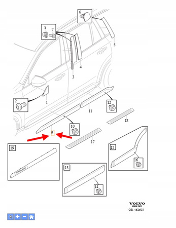 LISTWA OZDOBNA PRAWA DRZWI PRZÓD VOLVO XC90 2016- OEM/OE 39842982