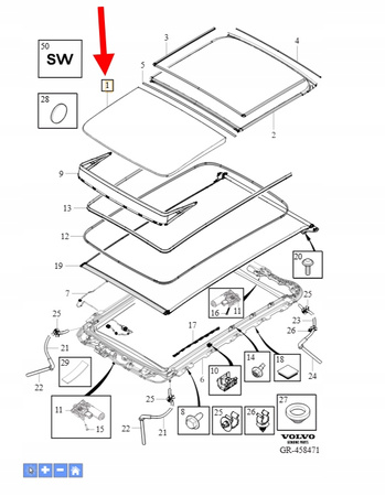 PRZEDNIA SZYBA DACHU PANORAMA VOLVO XC90 2016- XC60 V90 V60 OEM/OE 32285389